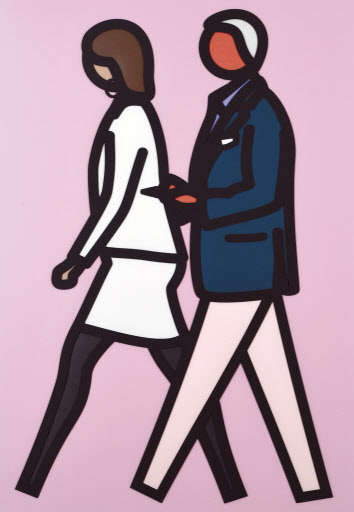 줄리언 오피, New York Couple 7., 111.8&times;78cm(44/55), 보드에 스크린프린트, 콜라주, 2019