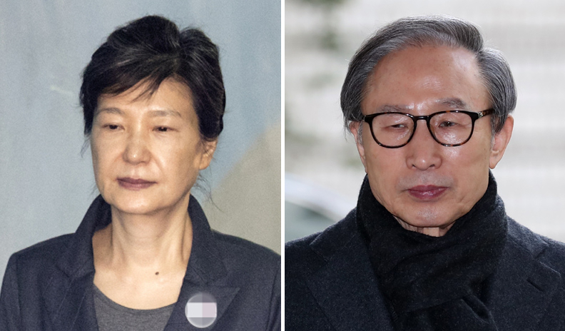 박근혜 전 대통령과 이명박 전 대통령. [연합]