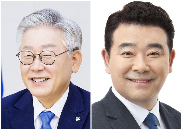 왼쪽부터 이재명 경기지사, 박정 경기도당위원장