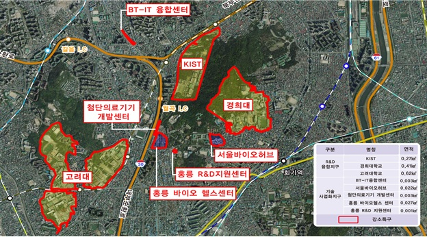 홍릉 강소연구개발특구 위치. [서울시 제공]