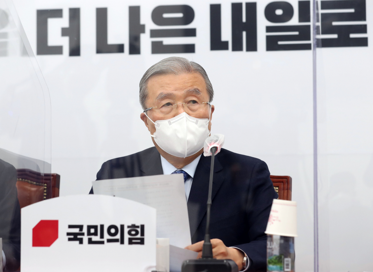 김종인 국민의힘 비상대책위원장이 25일 오전 서울 여의도 국회에서 열린 비상대책위원회의에서 발언하고 있다. [헤럴드경제=이상섭 기자]