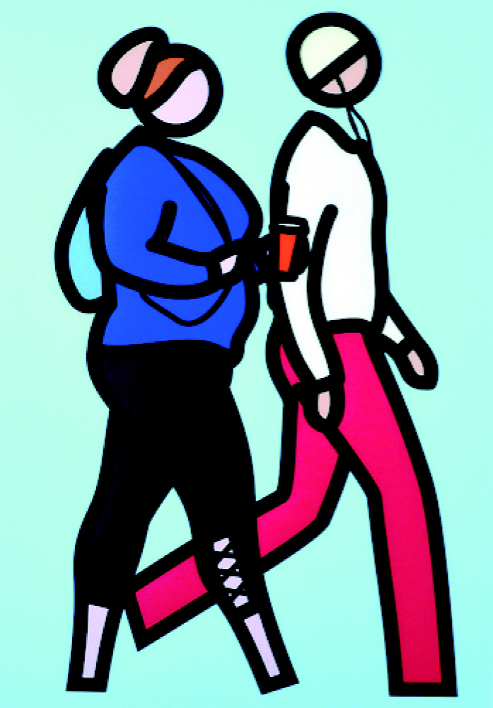 줄리안 오피, New York Couple 8., 111.8&times;78cm (44/55), 보드에 스크린프린트, 콜라주, 2019