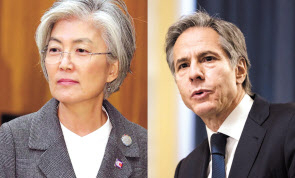 강경화 외교장관과 블링컨 국무장관. [연합]
