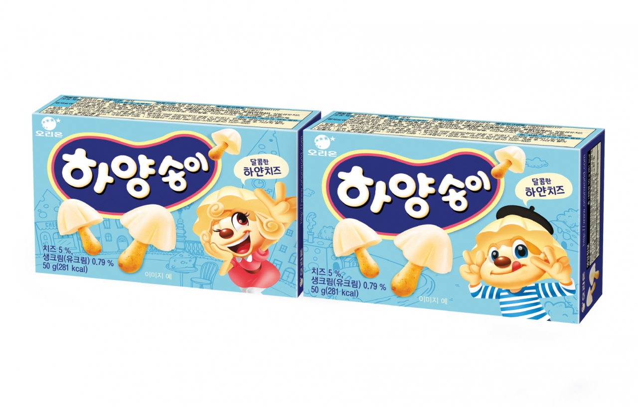 오리온이 지난달 출시한 하양송이. 출시 한 달 만에 100만개 이상 팔렸다. [사진제공=오리온]