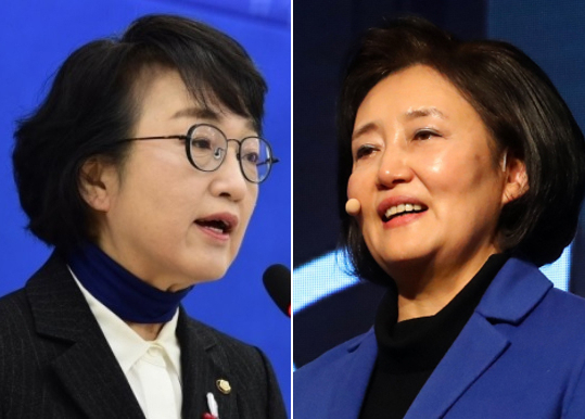 김진애 열린민주당 의원(왼쪽), 박영선 전 중소벤처기업부 장관 [연합, 국회기자사진단]