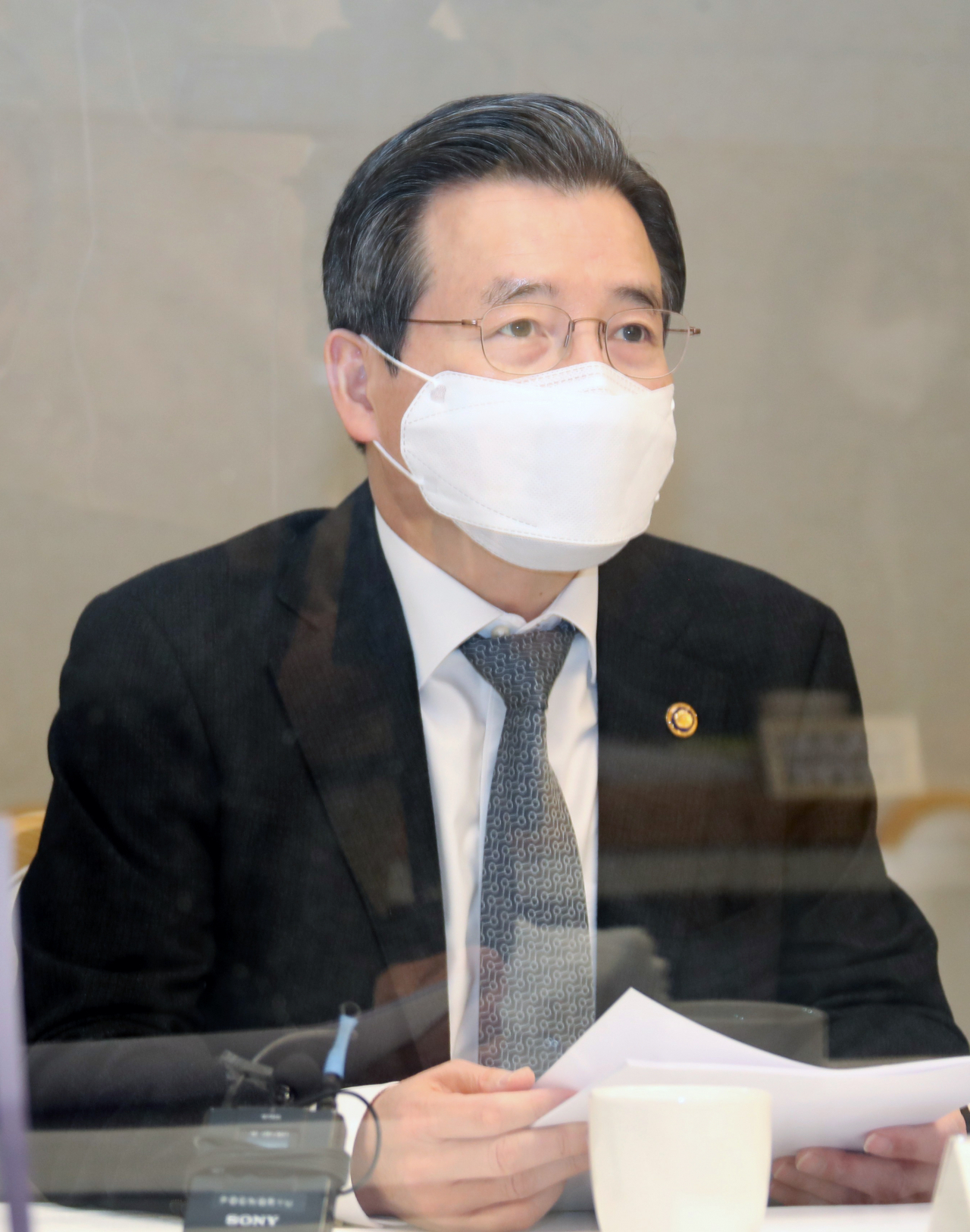 김용범 기획재정부 1차관이 29일 정부서울청사에서 열린 '제4차 혁신성장 전략점검회의 겸 정책점검회의 겸 한국판뉴딜 점검 TF'에 참석해 발언하고 있다. ［연합］