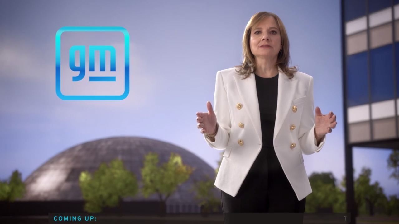 메리 바라(Mary Barra) GM 회장 겸 CEO가 '2021 CES'에서 전동화 목표를 강조하고 있다. GM은 오는 3025년 내연기관 생산을 중단하고 전기차만 생산할 계획이다. [한국지엠 제공]