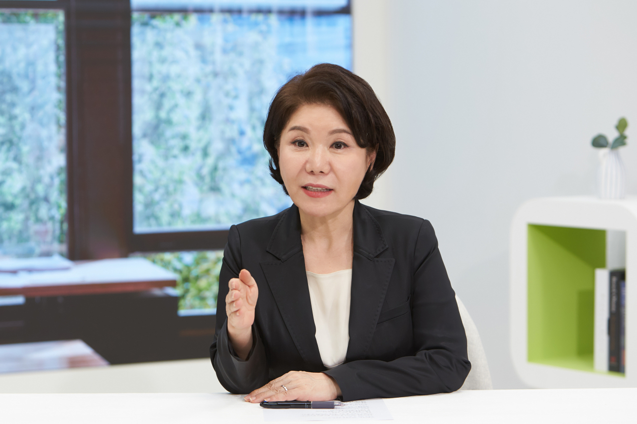 조은희 서울 서초구청장이 지난 4일 헤럴드경제와 인터뷰를 하고 있다. [조은희 캠프 제공]