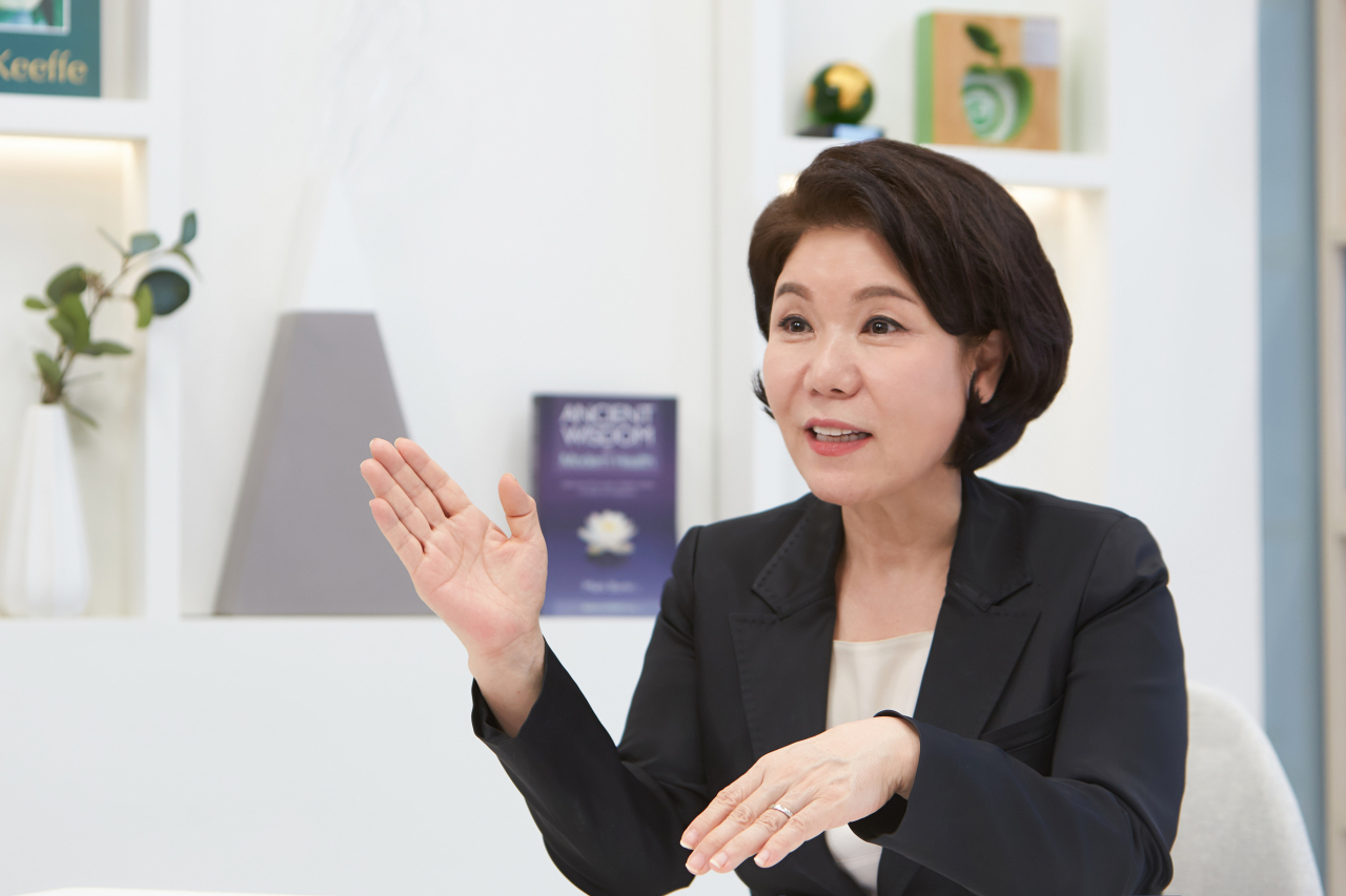 조은희 서울 서초구청장이 지난 4일 헤럴드경제와 인터뷰를 하고 있다. [조은희 캠프 제공]