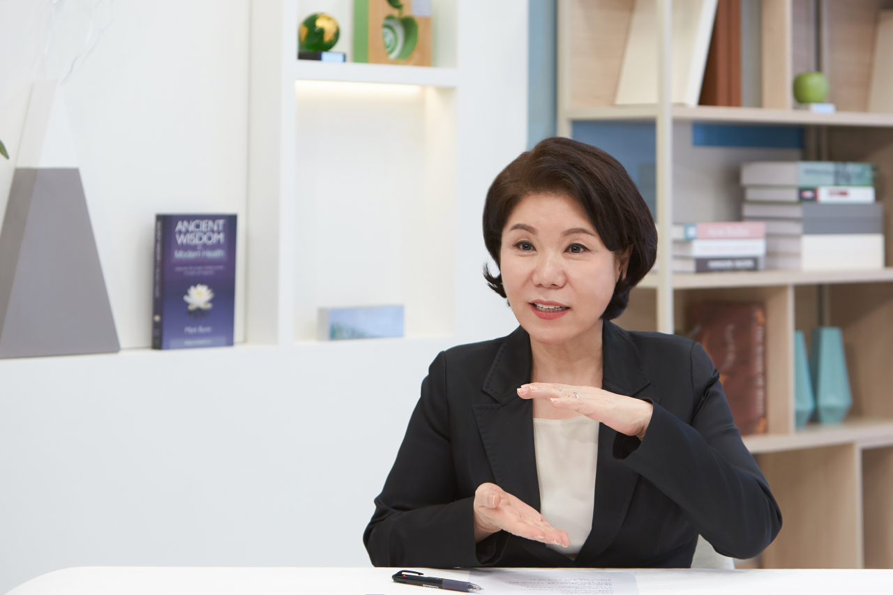 조은희 서울 서초구청장이 지난 4일 헤럴드경제와 인터뷰를 하고 있다. [조은희 캠프 제공]