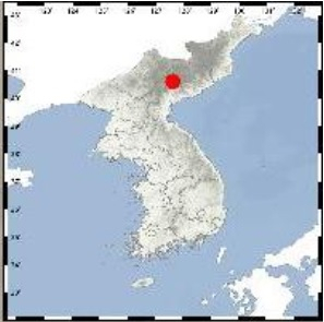 8일 오전 북한 함경남도 장진 부근에서 발생한 지진의 진앙. [기상청 홈페이지 캡처]