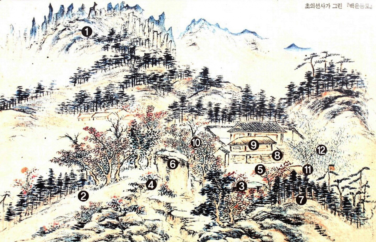 백운동 12경. 초의선사가 그림을 그리고 다산이 시를 써 백운첩을 만들었다.
