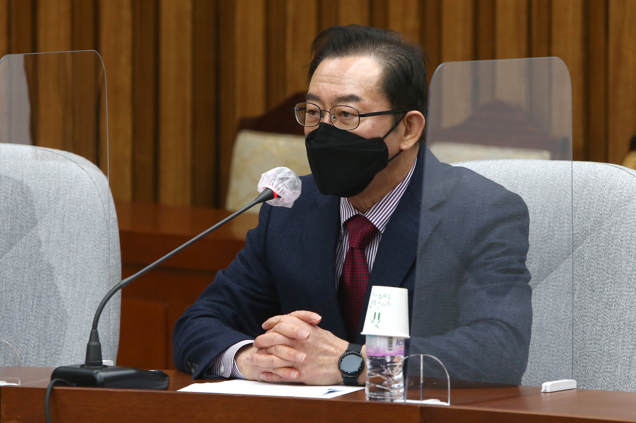 이종배 국민의힘 정책위의장이 9일 국회에서 열린 원내대책회의에서 발언하고 있다. [헤럴드경제=이상섭 기자]