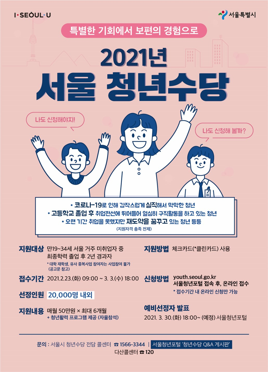 서울시 청년수당 포스터. [서울시 제공]