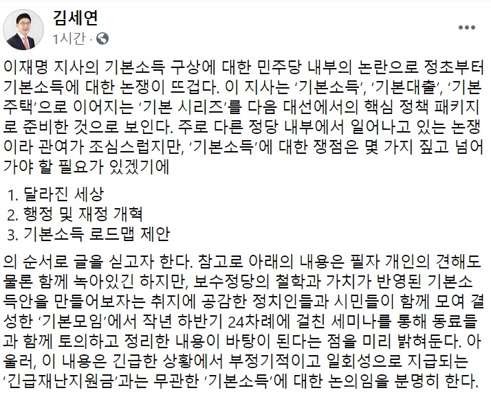 김세연 전 국민의힘 의원 페이스북 일부 캡처.