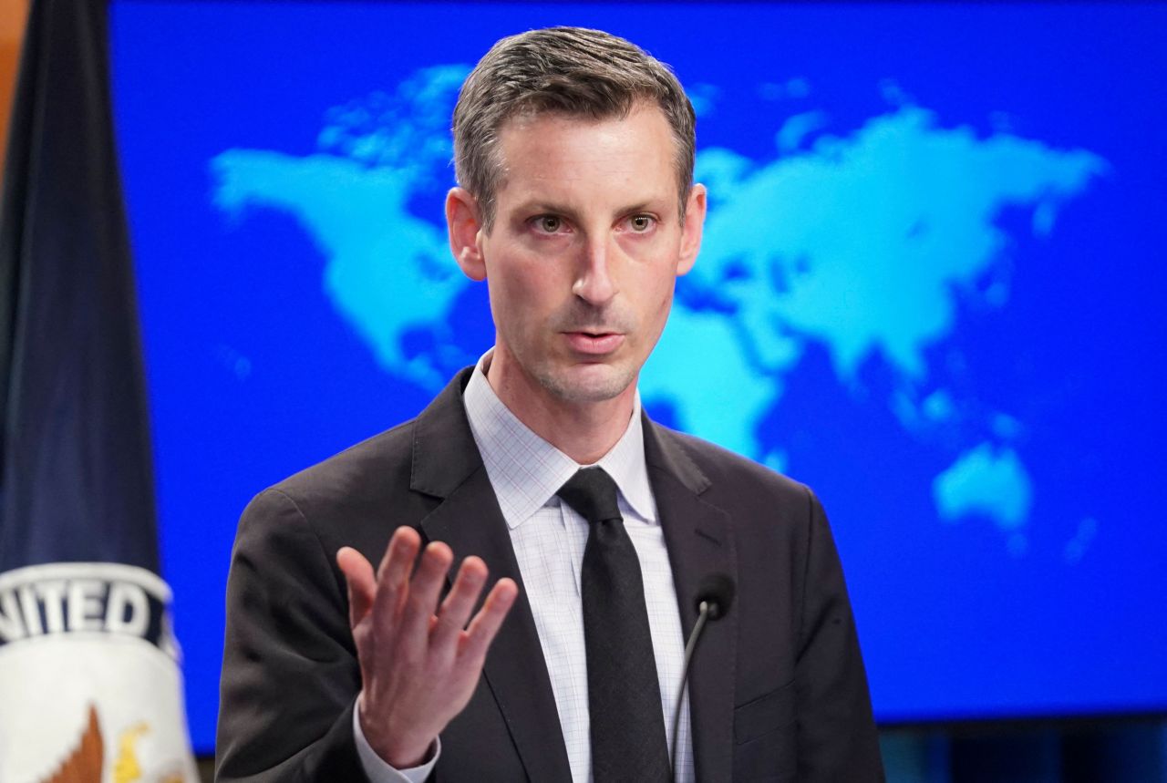 US State Department Spokesperson Ned Price holds a news briefing at the State Department in Washington, DC, on Feb. 17. (AFP-Yonhap)