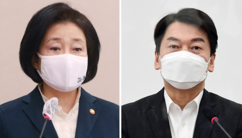 더불어민주당 박영선 예비후보 - 국민의당 안철수 예비후보[연합]