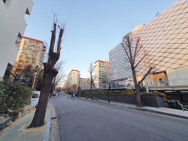 서울 강남구 압구정5구역의 모습. 바로 옆의 4구역이 가장 먼저 조합설립인가가 나면서 소유주들의 기대감이 커진 상태다. [이민경 기자]