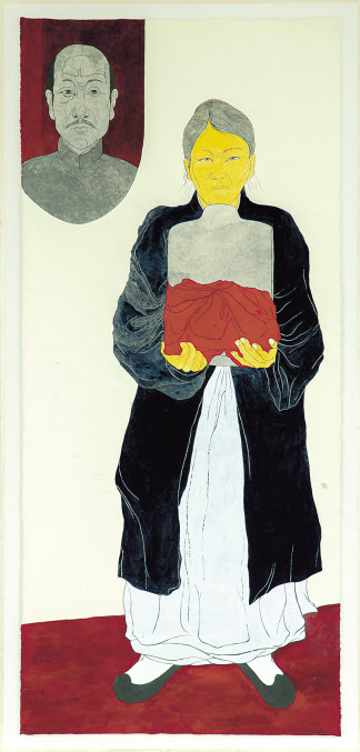 윤석남, 박자혜 초상, 2020, 한지 위에 분채, 210x94cm [학고재갤러리 제공]