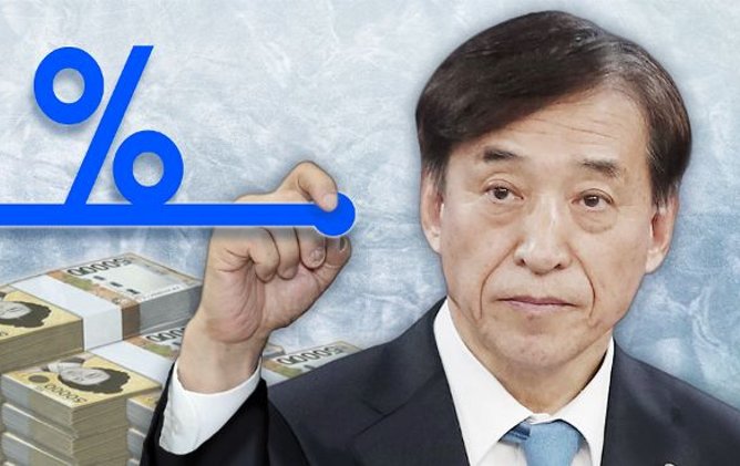 An illustration of Bank of Korea Gov. Lee Ju-yeol keeping the policy rate unchanged. (Yonhap)