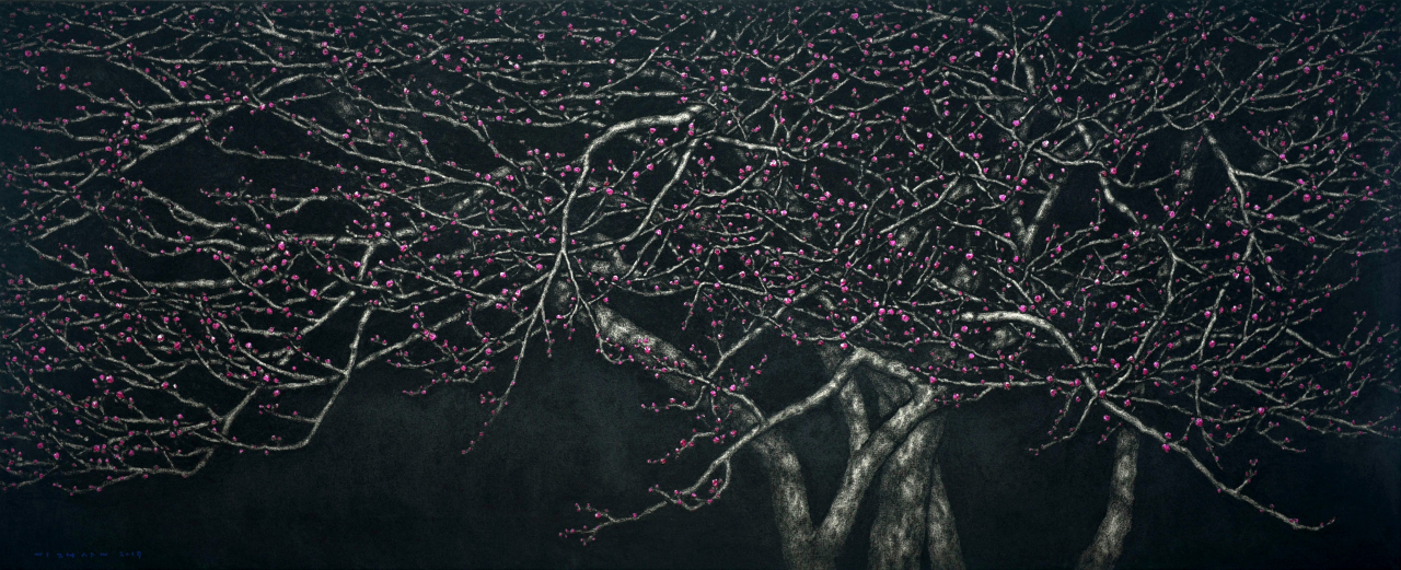 이재삼의 핑크문 Charcoal, Acrylic on Canvas.