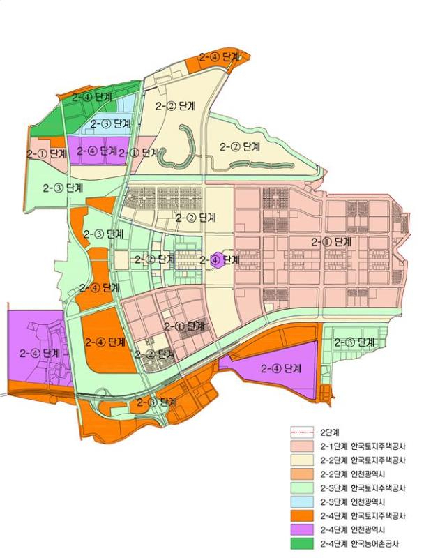 인천 청라국제도시 단계별 개발계획도