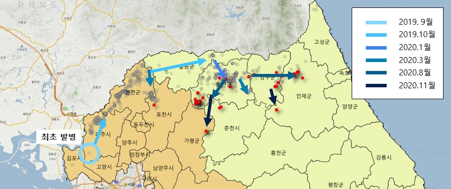 ASF 확산방향