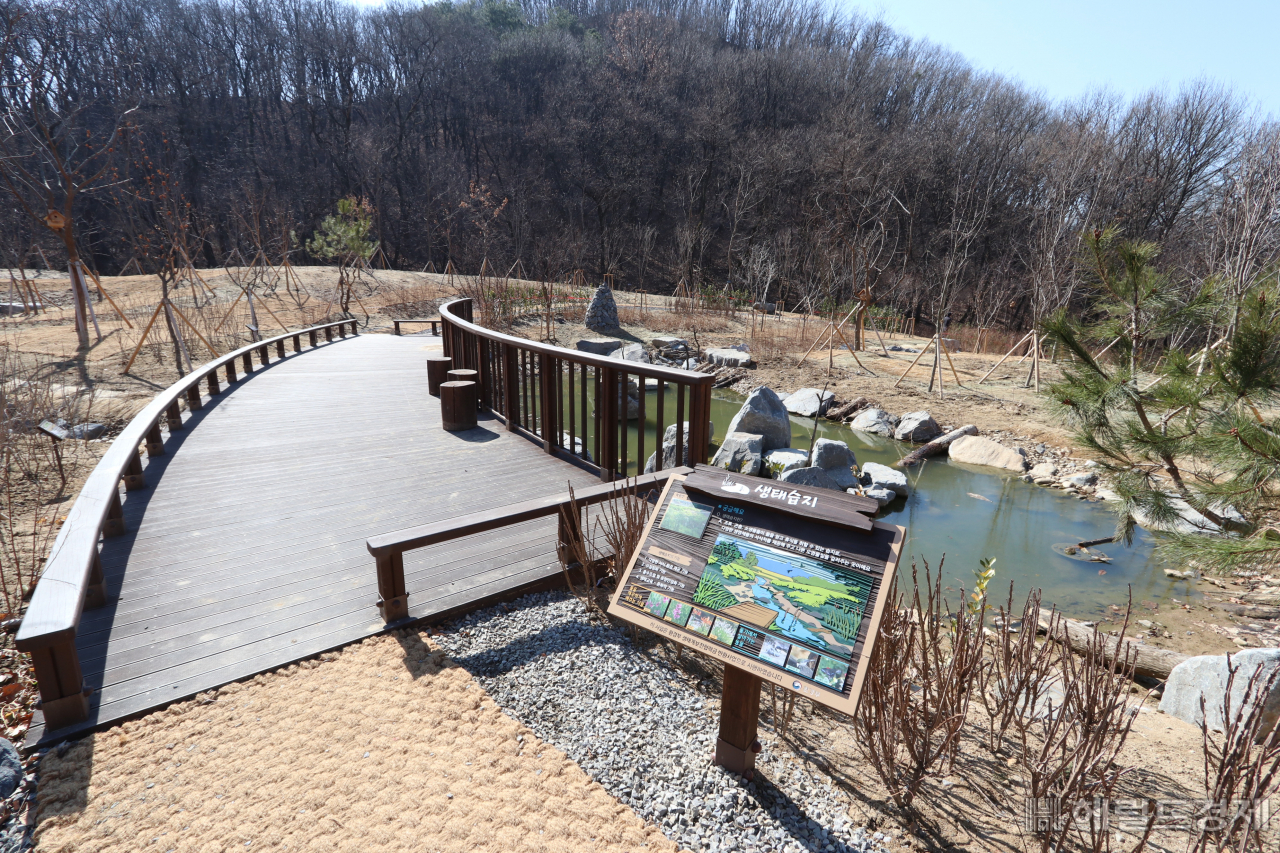 천왕산 생태공원 내 생태습지 입구. [구로구 제공]