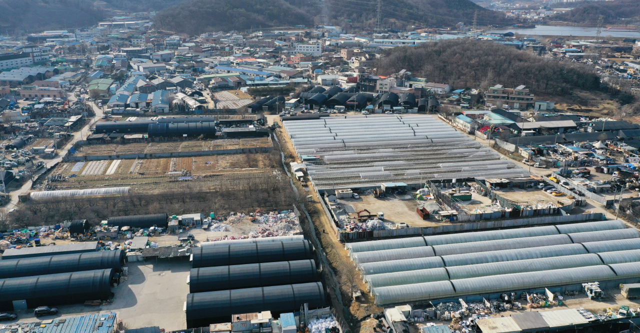 3기 신도시로 지정된 경기 시흥시 과림동 및 광명시 노온사동 일대 모습. [연합]