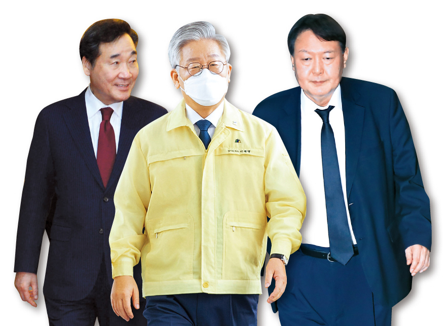 왼쪽부터 이낙연 더불어민주당 대표, 이재명 경기도지사, 윤석열 검찰총장. [헤럴드DB]