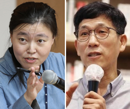 임은정 대검찰청 감찰정책연구관(왼쪽)과 진중권 전 동양대 교수. [연합]