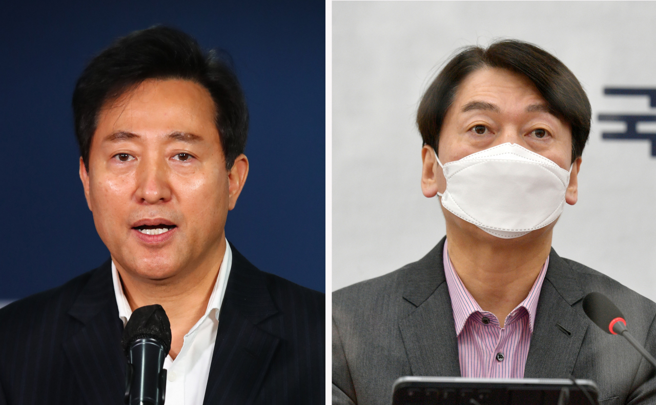 서울시장 야권 후보 단일화를 추진 중인 오세훈 국민의힘 후보측와 안철수 국민의당 후보측은 11일 오후 실무협상단 논의를 통해 오는 19일 최종 단일 후보를 확정하기로 합의했다. [연합]