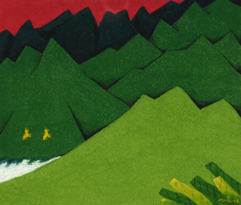 유산 민경갑, 산 (山), 39.8&times;46.8cm, 종이에 수묵채색, 2004