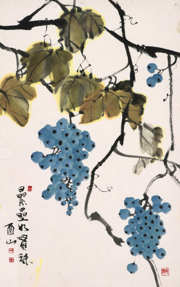 유산 민경갑, 포도도 (葡萄圖), 65&times;40.8cm, 종이에 수묵담채