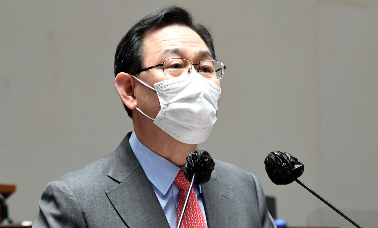 주호영 국민의힘 원내대표가 5일 오전 국회에서 열린 의원총회에서 발언하고 있다.[연합]