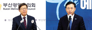 국민의힘 박형준 후보(왼쪽), 더불어민주당 김영춘 후보