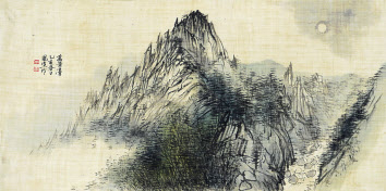 문봉선, 설악산 만경대, 견에 수묵담채, 35.4x70.4cm