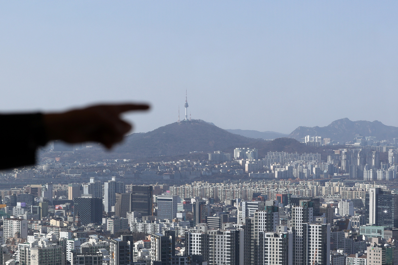 서울 강남구 한국무역협회에서 본 서울 도심. [연합]
