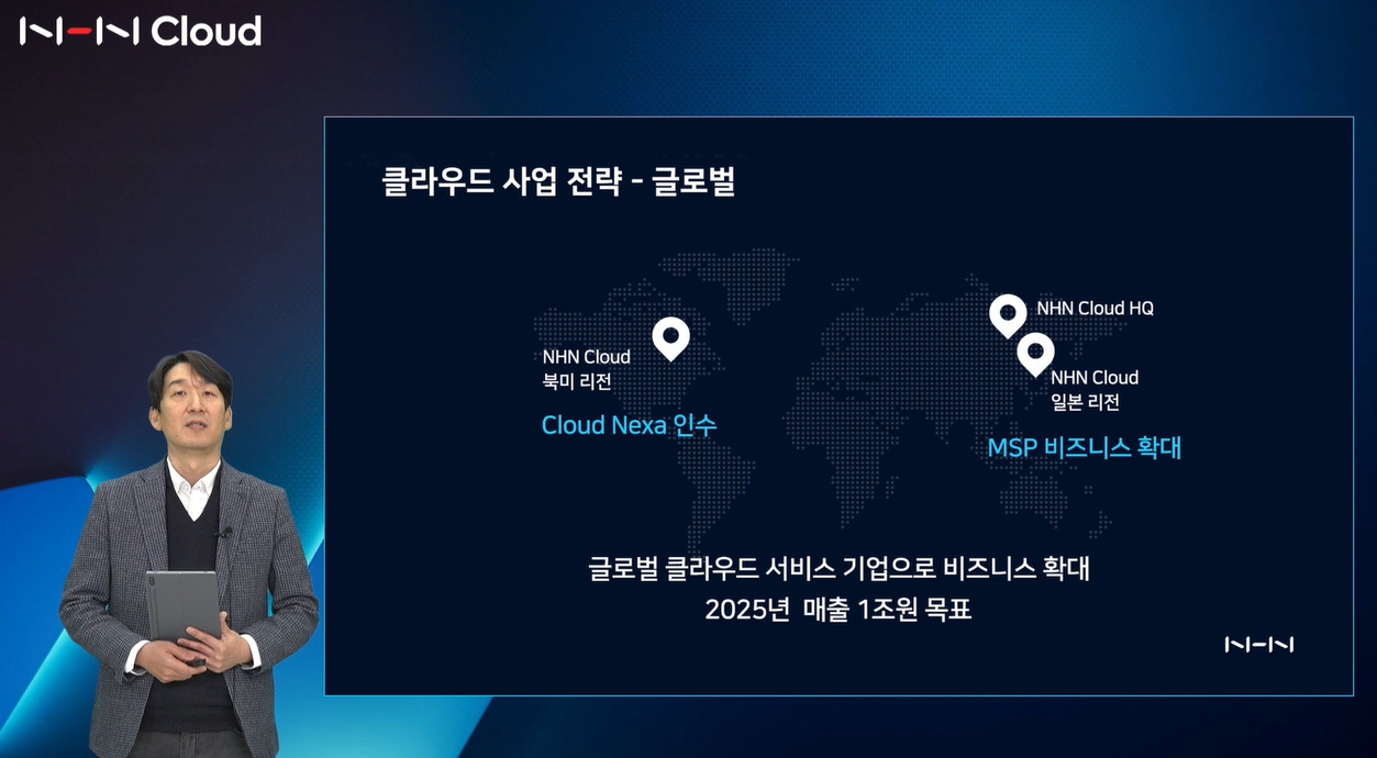김동훈 NHN 전무가 온라인 간담회에서 발표하고 있다 [NHN 제공]
