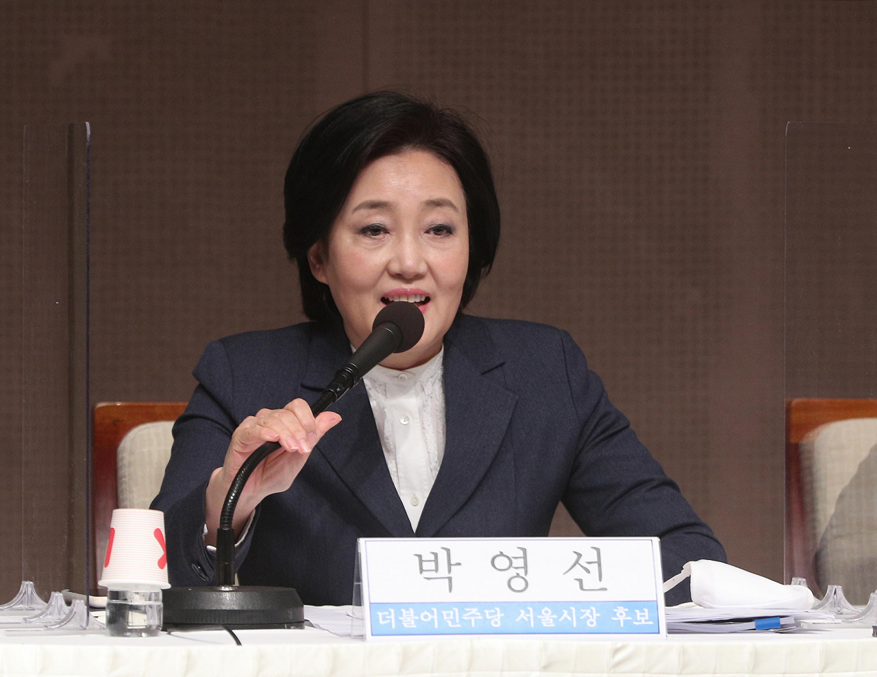 박영선 더불어민주당 서울시장 후보가 11일 오전 서울 중구 프레스센터에서 열린 관훈토론회에서 발언하고 있다. [연합]