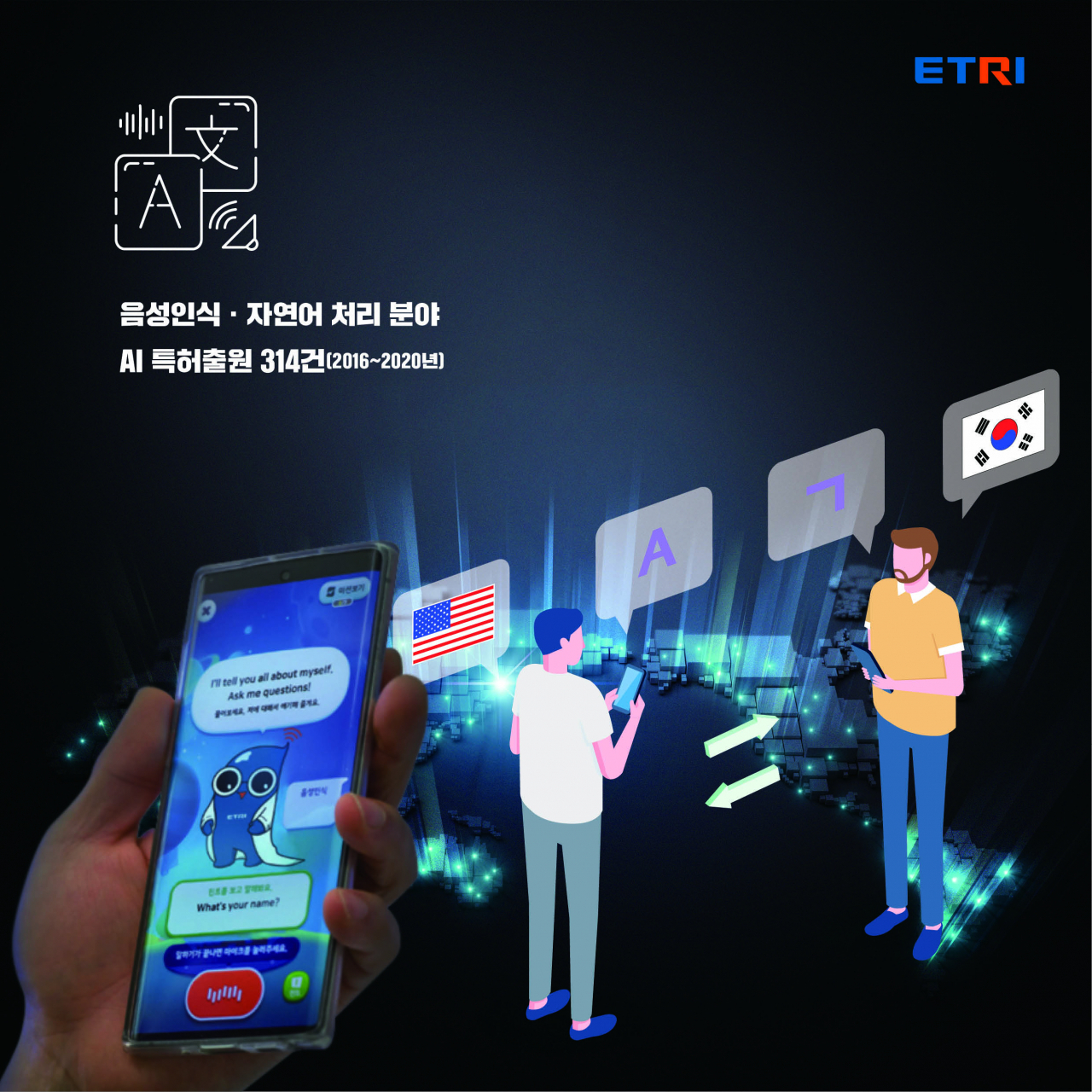 ETRI가 개발한 음성인식·자연어 처리 분야 AI 기술이 접목된 자동통역 서비스.[ETRI 제공]