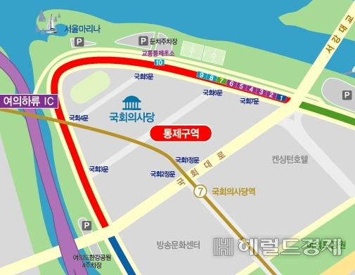 봄꽃축제 기간 여의도 통제 구간. [영등포구 제공]