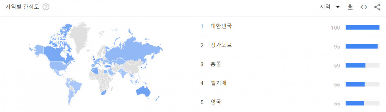 2018년 3월 22일부터 2021년 3월 22까지 구글 트렌드 '스터디윗미(Study witm me)' 검색량 변화 [출처=구글트렌드]