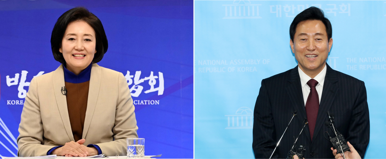 4·7 서울시장 보궐선거에서 여권 단일후보로 더불어민주당 박영선 전 중소벤처기업부 장관(왼쪽)과 야권 단일 후보로 국민의힘 오세훈 전 서울시장이 맞붙게 됐다. [연합]