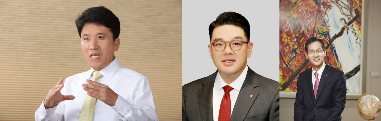 왼쪽부터 하나금융그룹 함영주·이은형·지성규 부회장.
