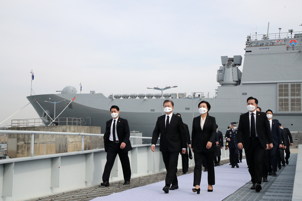 President Moon Jae-in and first lady Kim Jung-sook attend the sixth anniversary of the Yellow Sea Defense Day held at