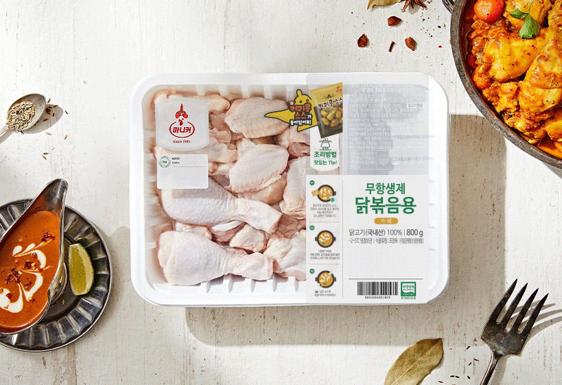 마니커가 이마트와 함께 선보이는 무항생제 닭볶음용 카레 제품 [마니커 제공]