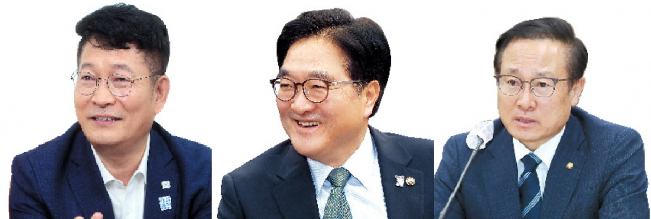 왼쪽부터 더불어민주당 전당대회 출마를 시사한 송영길, 우원식, 홍영표 의원.
