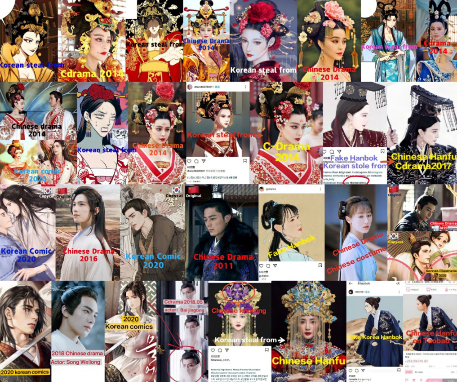 한복의 원조는 한푸(hanfu)라는 근거로 등장한 게시물[트위터 캡처]
