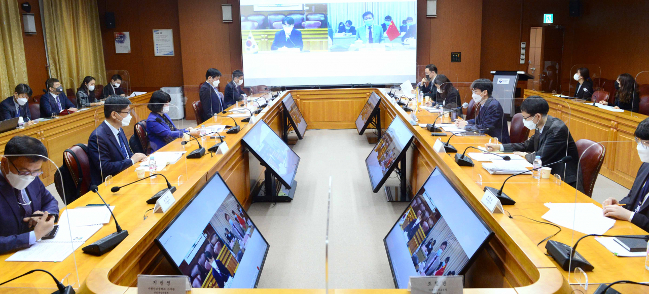 외교부는 14일 중국 외교부와 제1차 한중 해양협력대화를 화상으로 개최하고 양국 간 해양 협력 전반을 논의했다. [외교부 제공]